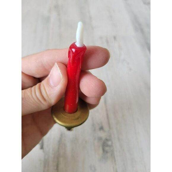 Red glass candle vintage clip ornament Xmas tree - Picture 4 of 6